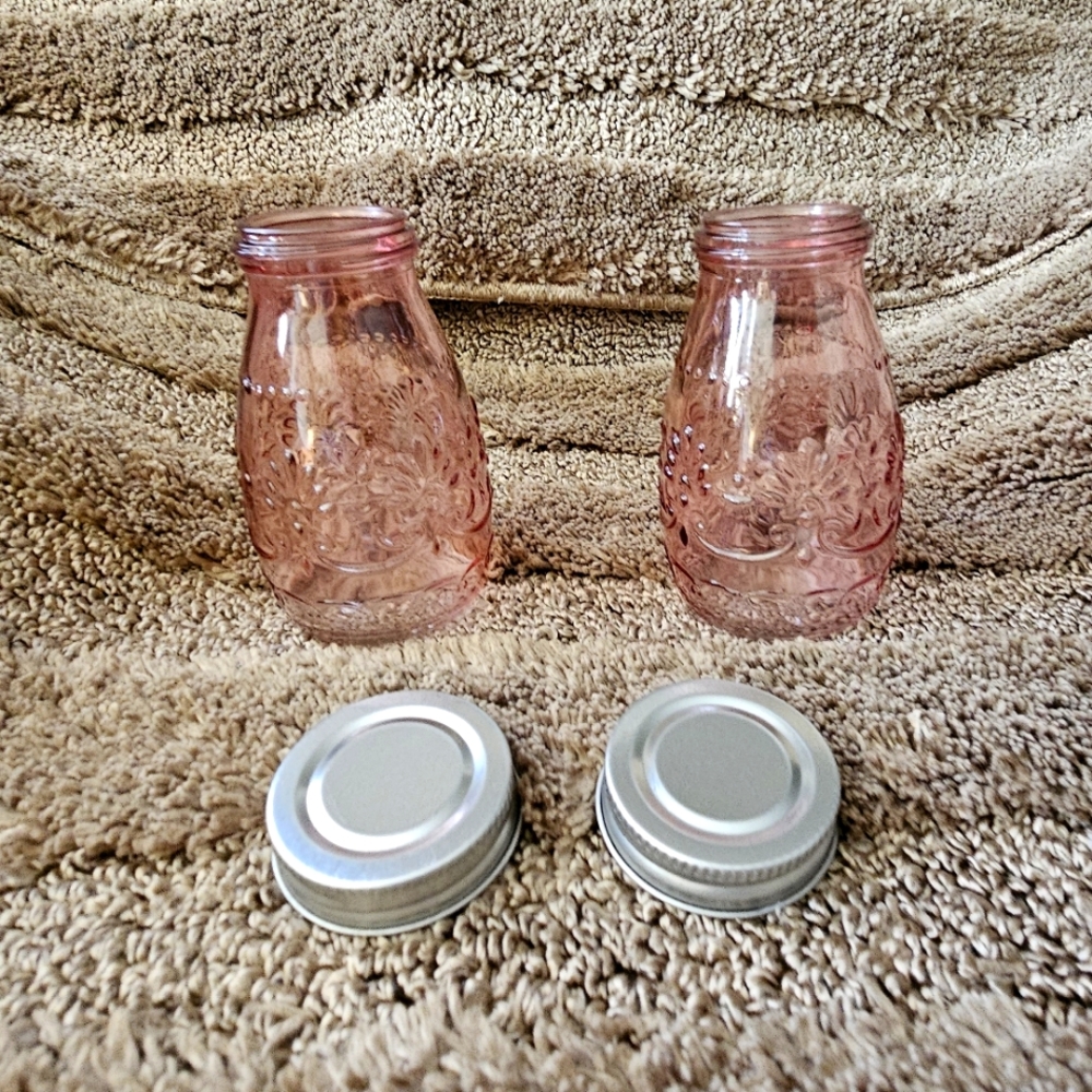 Pink Rose 4 in Metal lid Glass Containers